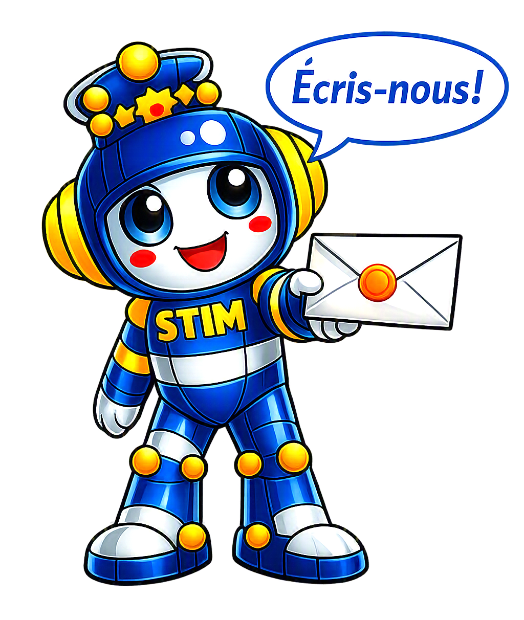 Mascotte STIM Écris‑nous !